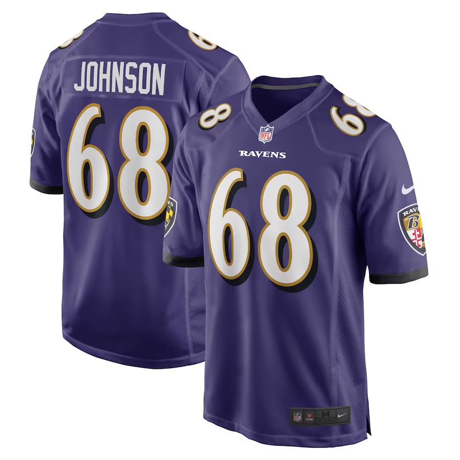 Men Baltimore Ravens 68 Zack Johnson Nike Purple Home Game Player NFL Jersey